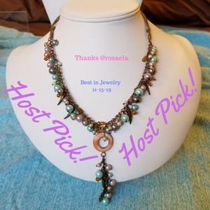 🦚HP🦚 NWT Handmade Necklace Abalone Glass